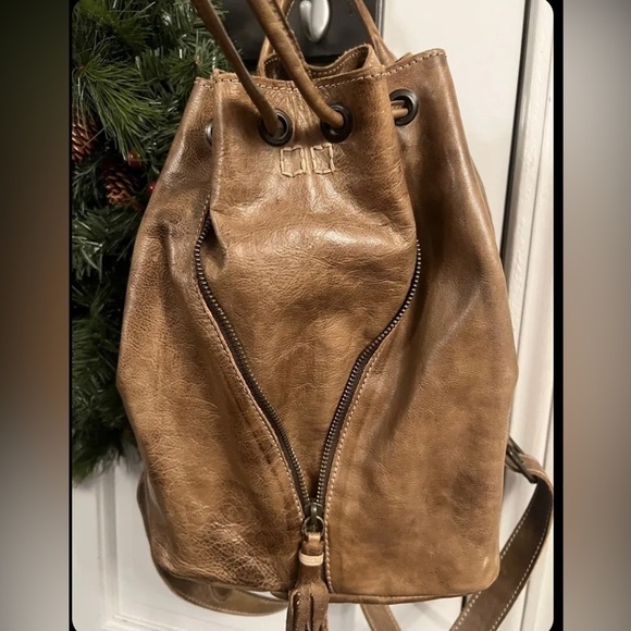 BED STU RARE Underwood LEATHER BACKPACK BAG Drawstring EUC Brown GORGEOUS! - Picture 2 of 13